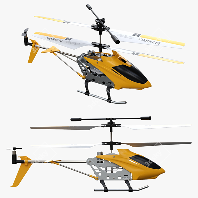 RC Mini Helicopter: Remote Control, PBR Textures, 3D Model 3D model image 1