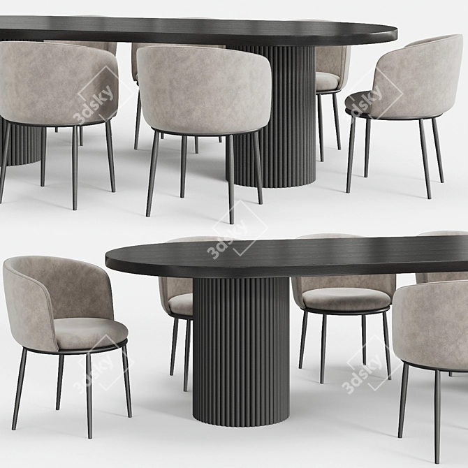 Sophisticated Dining Set: GLOBEWEST Benjamin Ripple Table & Eichholtz Filmore Chair 3D model image 1