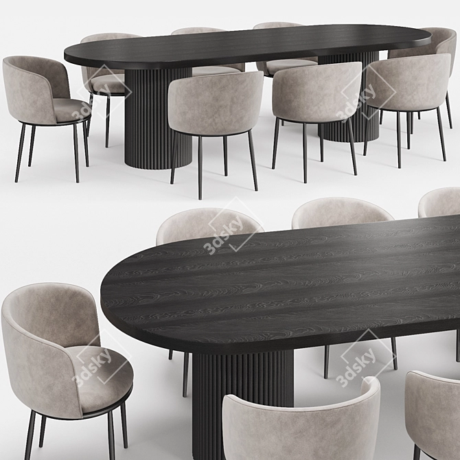 Sophisticated Dining Set: GLOBEWEST Benjamin Ripple Table & Eichholtz Filmore Chair 3D model image 5