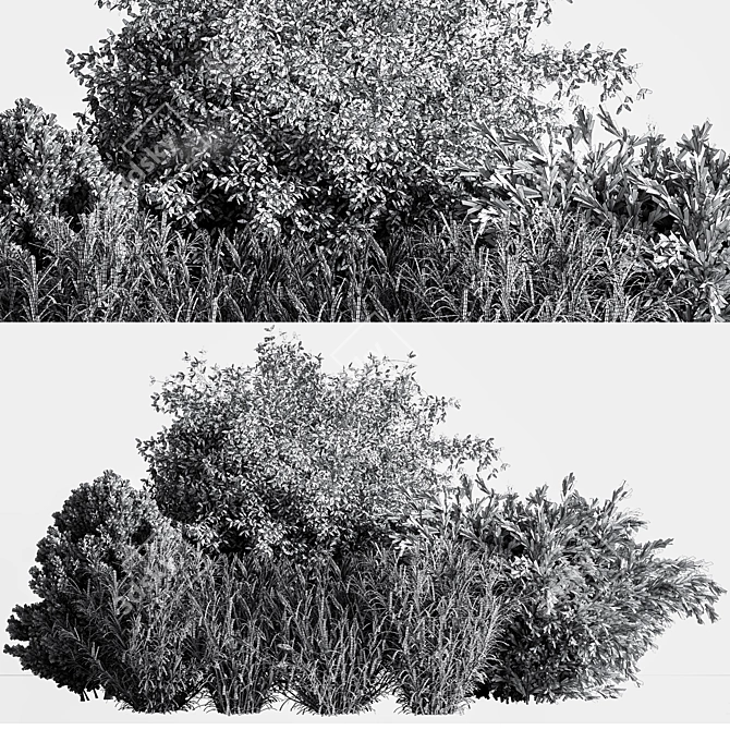 Mixed Plane Bush 03: Versatile 3D Model 3D model image 7