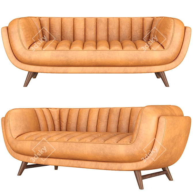 Stylish Seater Leather Sofa: BRUNO 3D model image 1
