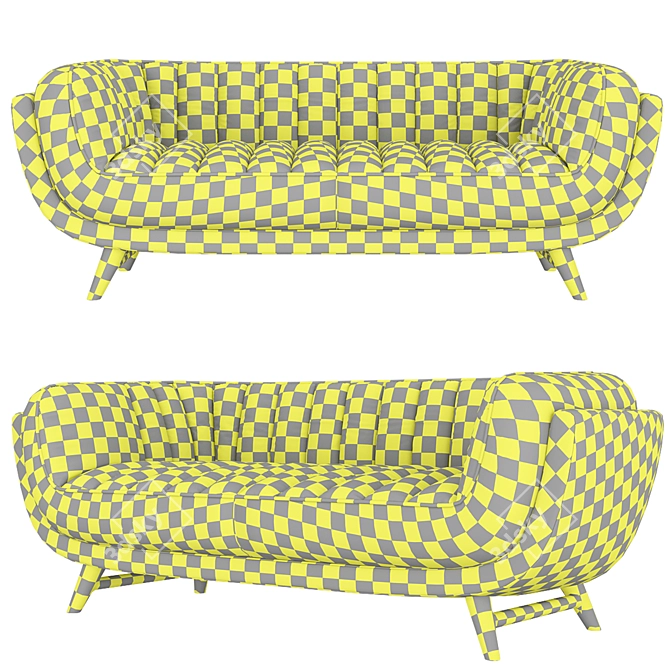 Stylish Seater Leather Sofa: BRUNO 3D model image 7