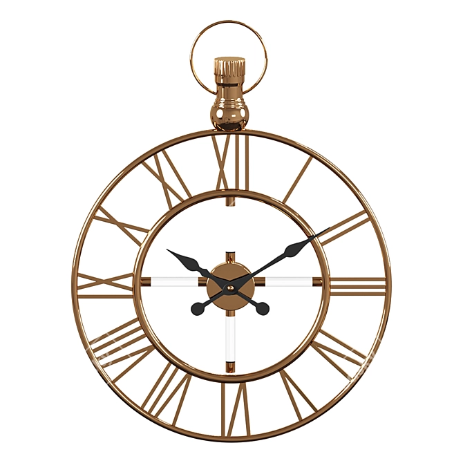 Golden Round Wall Clock 3D model image 1