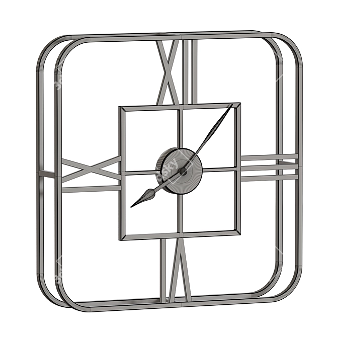 Modern Metallic Chrome Square Wall Clock 3D model image 2
