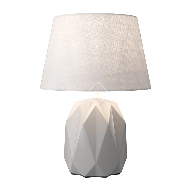 Modern Ceramic Table Lamp - Grey Base, Beige Fabric Shade 3D model image 1