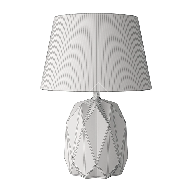 Modern Ceramic Table Lamp - Grey Base, Beige Fabric Shade 3D model image 3