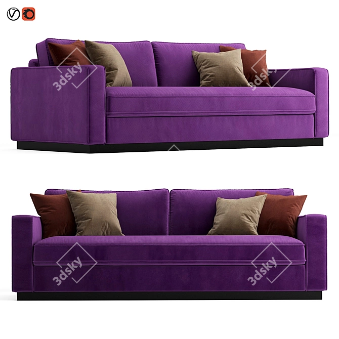 Elegant Dark Green Emonda Sofa 3D model image 1