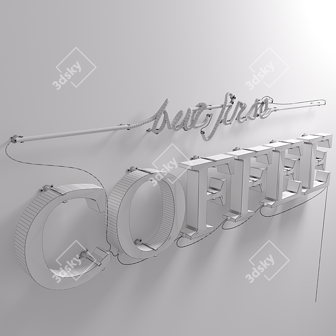 Colorful Neon Coffee Sign 3D model image 5