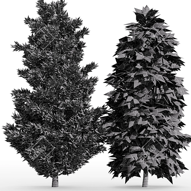 Elegant Leyland & Hinoki Cypress Trees 3D model image 4