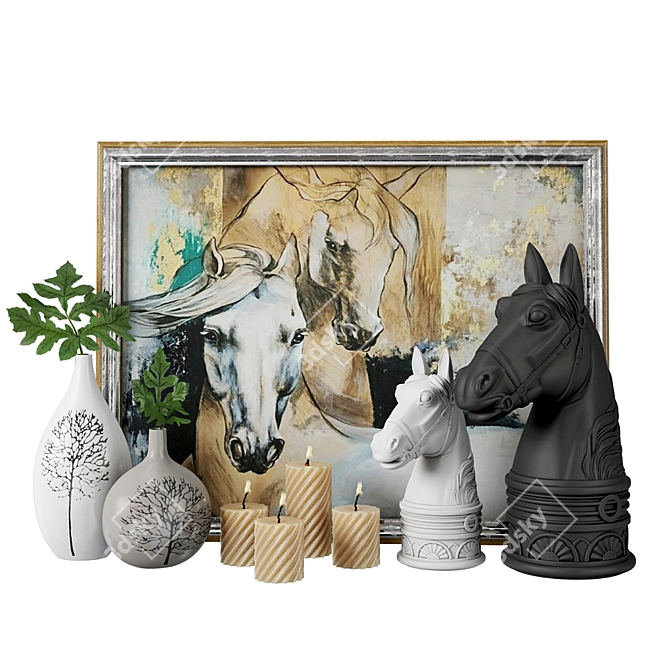 Equestrian Bookend Set 3D model image 1