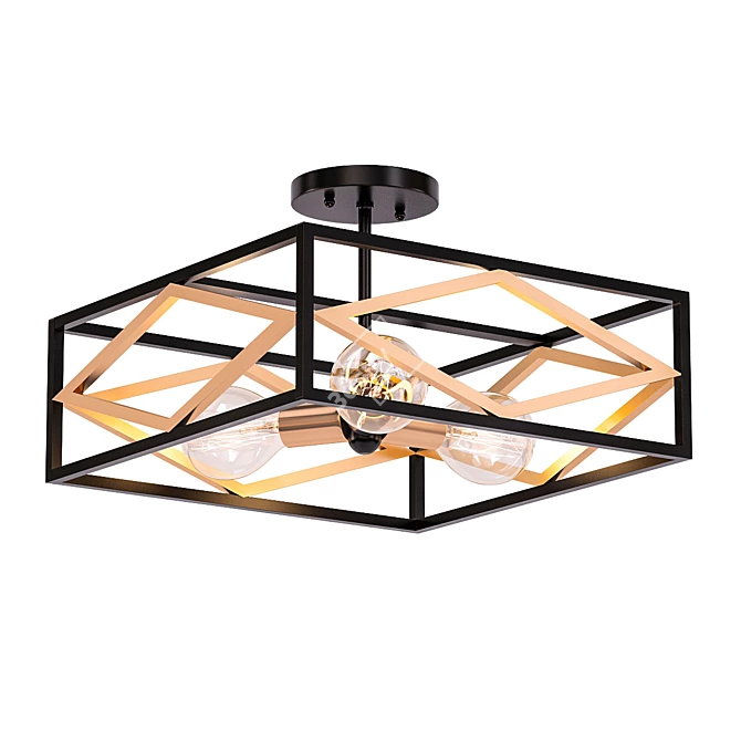 Glamorous Black & Gold Ceiling Light 3D model image 1