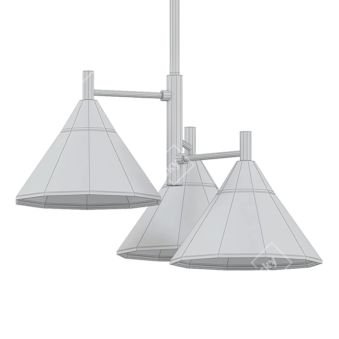 Modern Matte Black Chandelier 3D model image 2