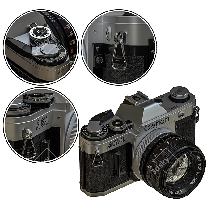 Classic Canon AE-1: Vintage Beauty 3D model image 2