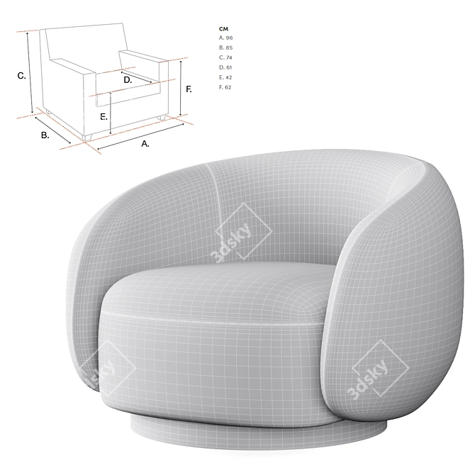 Elegant Brice Swivel Chair 3D model image 6