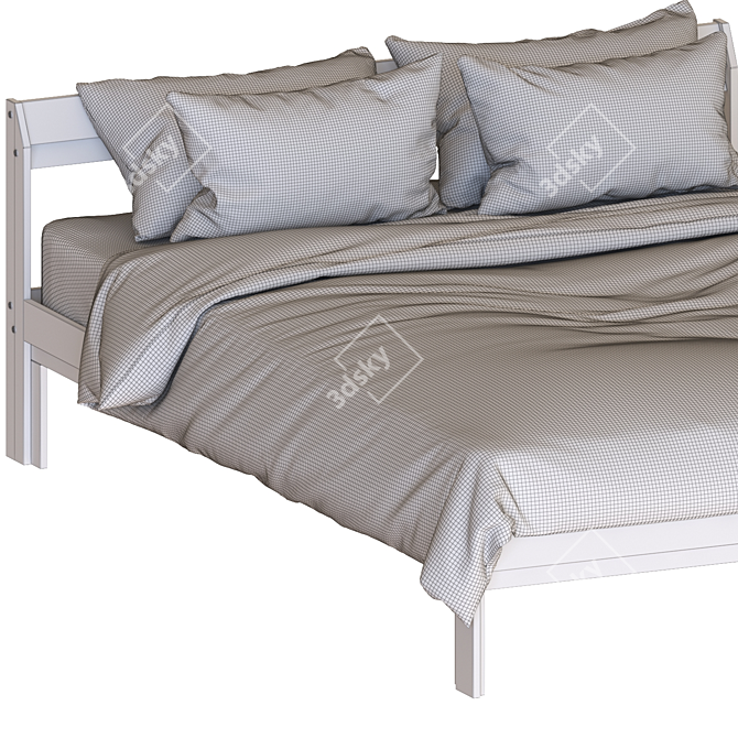 Pine Double Bed Frame - NEIDEN 3D model image 4