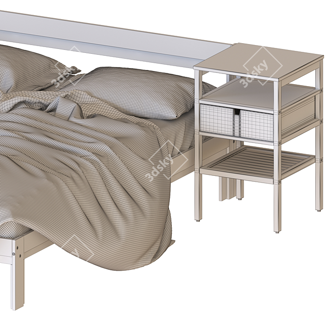 Pine Double Bed Frame - NEIDEN 3D model image 5