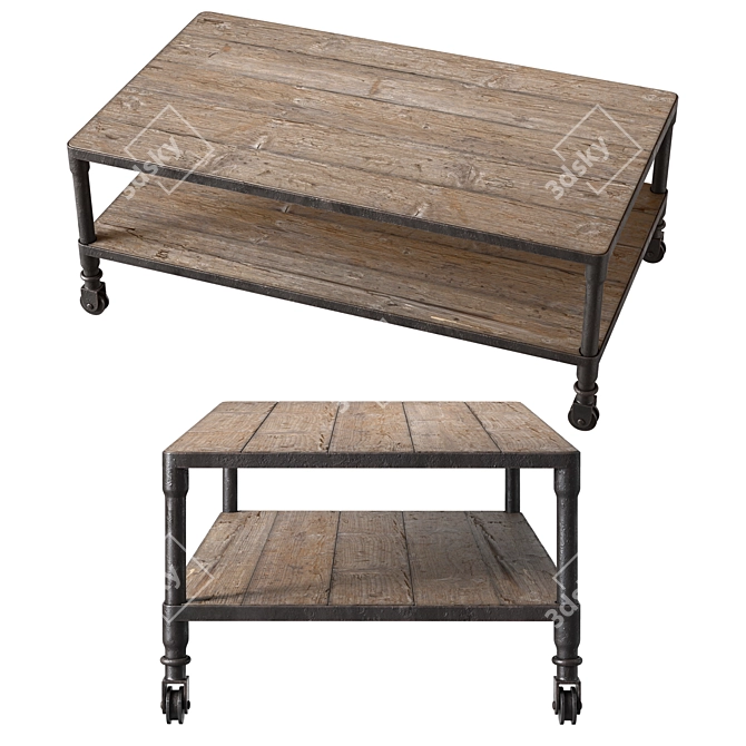 Vintage Dutch Industrial Coffee Table 3D model image 2