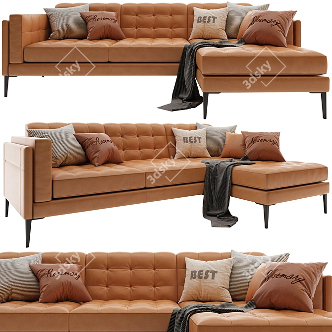 Mod Leather L-Shape Sofa 3D model image 2