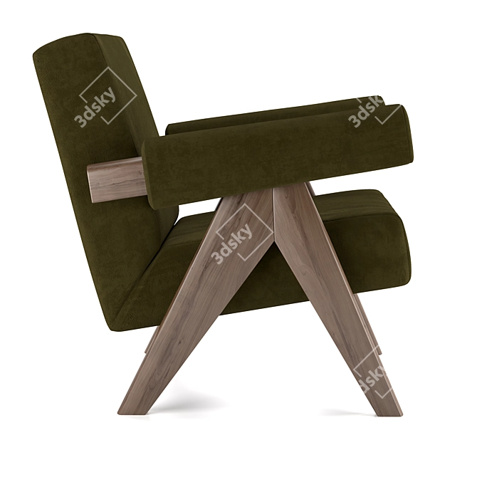Cozy Comfort Upholstered Armchair 3D model image 2