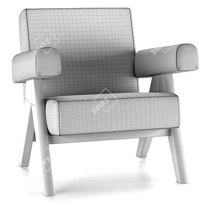Cozy Comfort Upholstered Armchair 3D model image 4