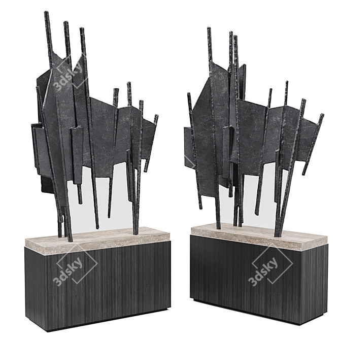 Elegant Metal Sail Sculpture 3D model image 1