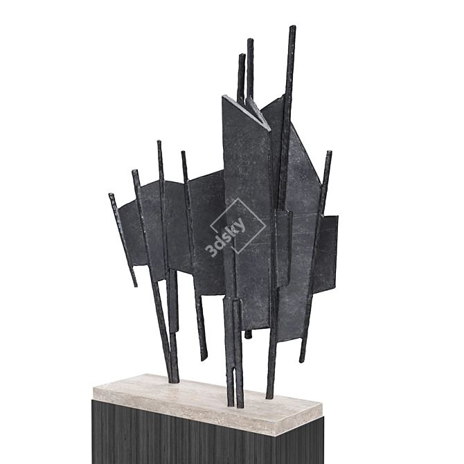 Elegant Metal Sail Sculpture 3D model image 4