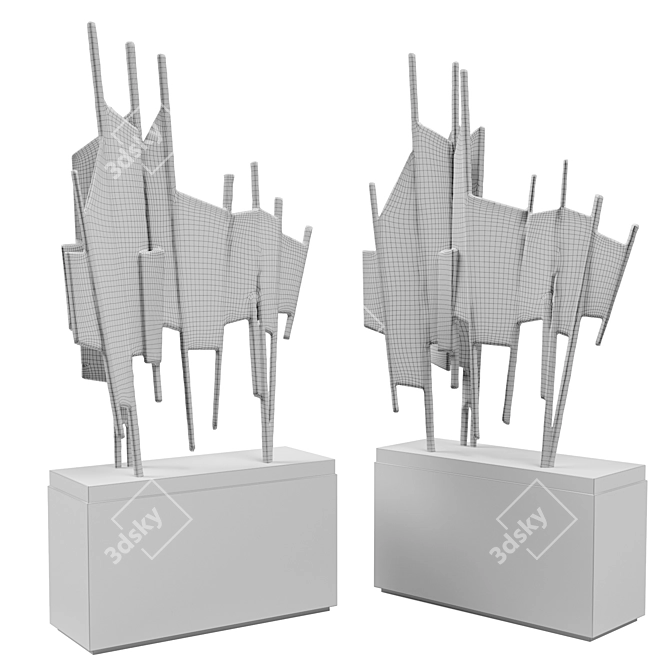 Elegant Metal Sail Sculpture 3D model image 5
