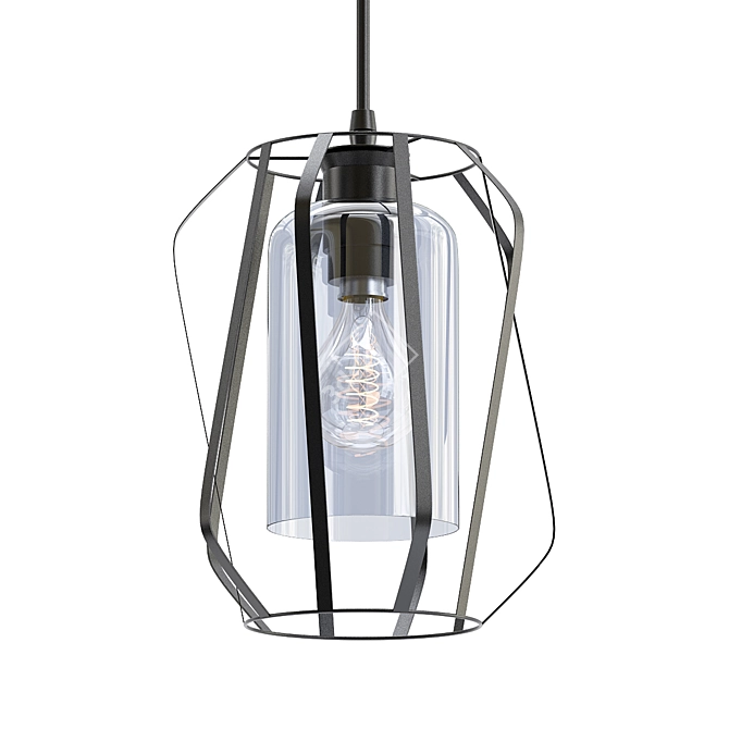 Vintage Black Smoke Pendant Chandelier 3D model image 1