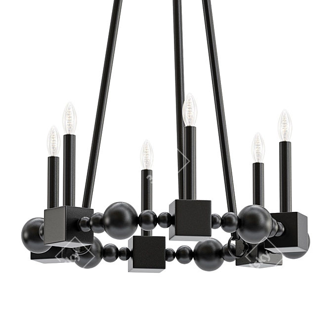 Elegant Randers Black Chandelier 3D model image 1