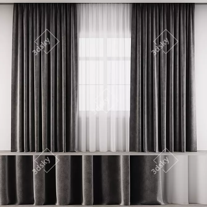 Elegant Geometric Curtains 3D model image 1