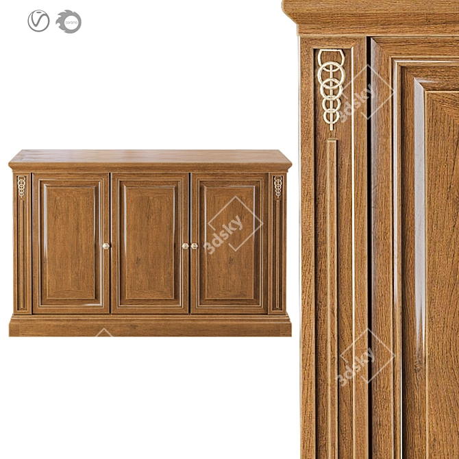 Vintage English Dresser #1 - Elegant Storage Solution 3D model image 2