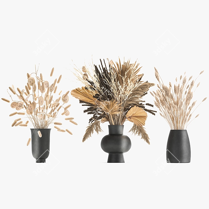 Elegant Dry Flower Bouquet 3D model image 5