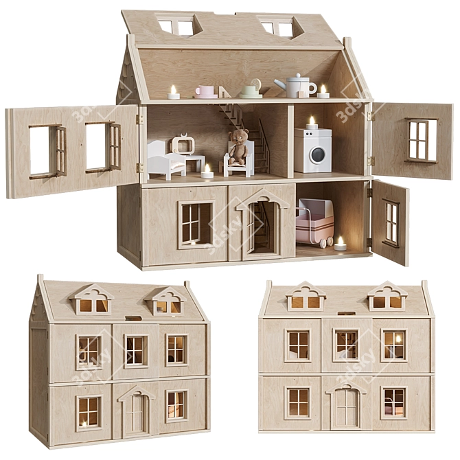 Plywood Dollhouse: Interactive Design 3D model image 3