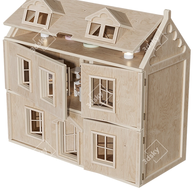 Plywood Dollhouse: Interactive Design 3D model image 4