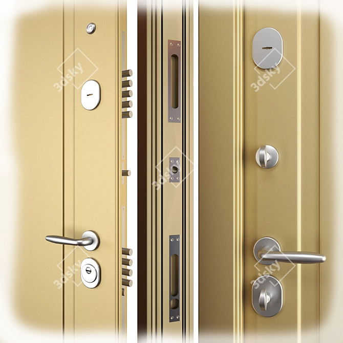 Modern Metal Entrance Door (Holz) 3D model image 2
