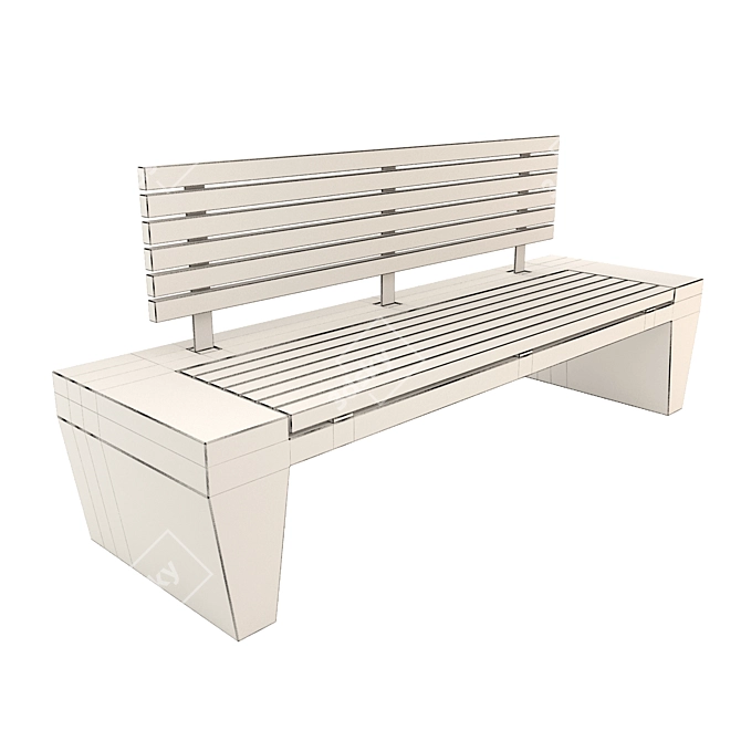 Elegant Concrete Garden Bench 3D model image 3