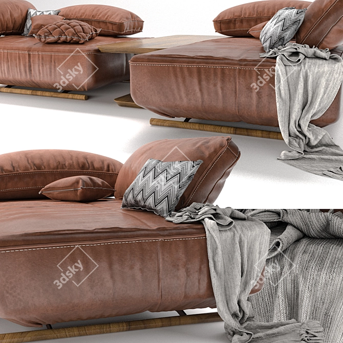 Natuzzi Cava Leather Sofa 3D model image 2