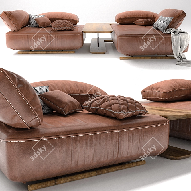 Natuzzi Cava Leather Sofa 3D model image 3