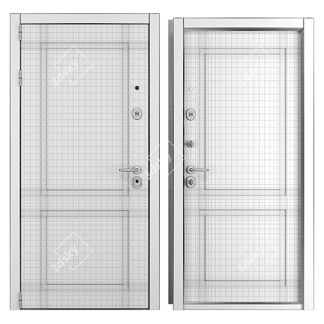 Scandi 2 Holz Entrance Metal Door 3D model image 4