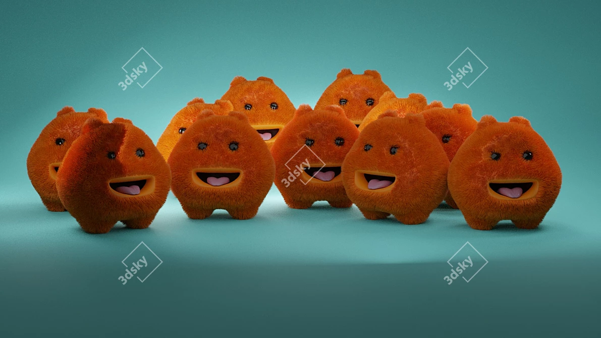 Cheerful Plush Monster 3D model image 3