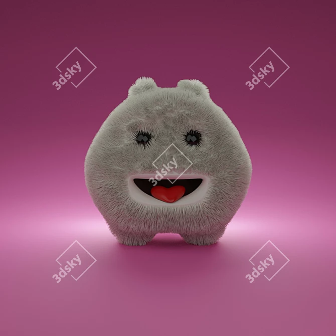 Cheerful Plush Monster 3D model image 4