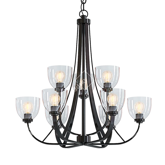 Ashton 9-Light 31" Bronze Chandelier 3D model image 1