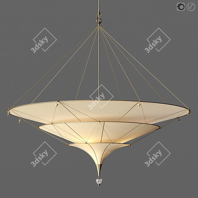 Luxury Fortuny Icaro Silk Chandelier 3D model image 1