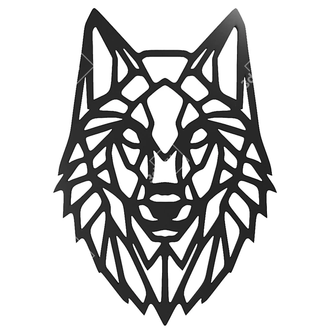 Wolf Geometric Wood Wall Panel 3D model image 1