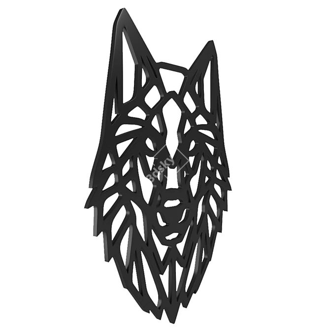 Wolf Geometric Wood Wall Panel 3D model image 2