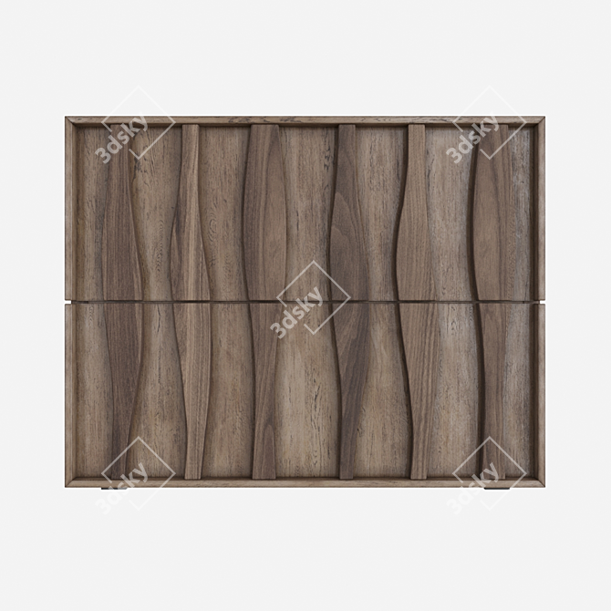 Elegant Walnut Bedside Table with Intricate Carvings 3D model image 4