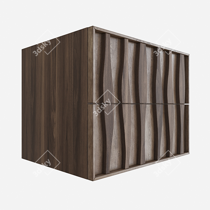 Elegant Walnut Bedside Table with Intricate Carvings 3D model image 6