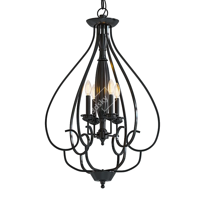 Bronze Foyer Chandelier: Dunnell 18 3D model image 1