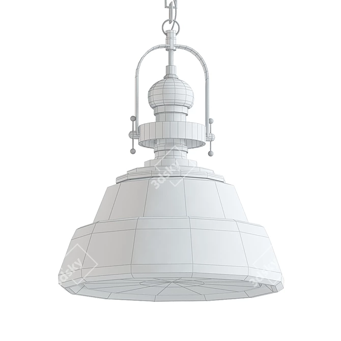 Antique Brass & Clear Glass Pendant Light 3D model image 2