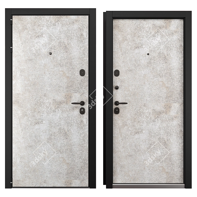 Modern HPL Metal Entrance Door 3D model image 3